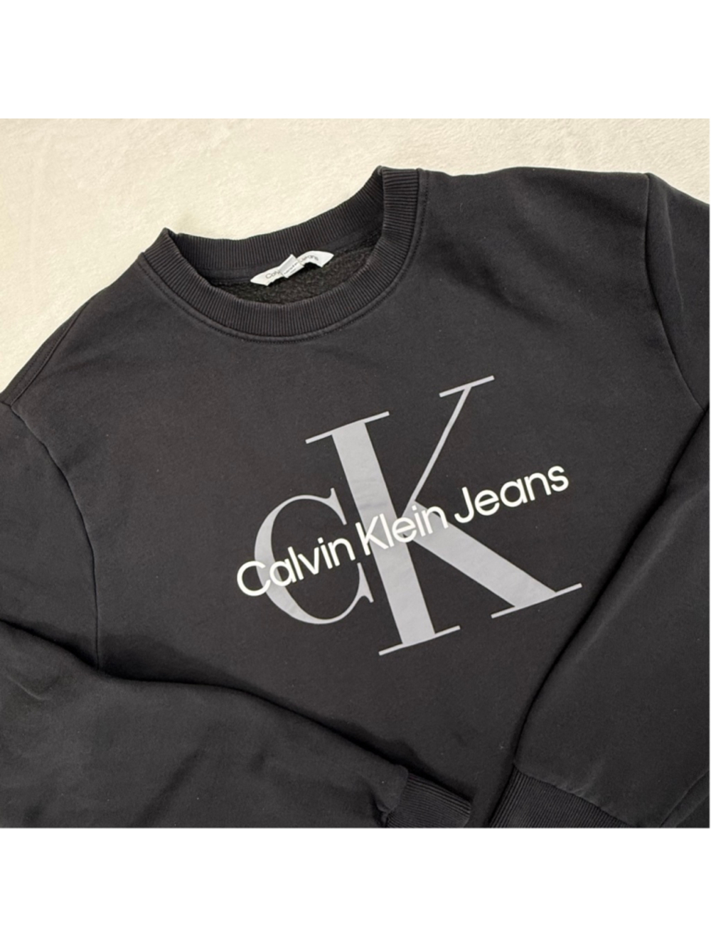 Men's Calvin Klein Jeans XL Black Gray Logo Sweatshirt
